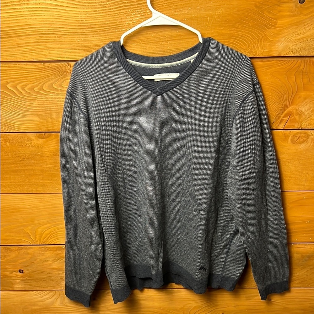 Tommy Bahama Island Zone Sweater Men's XL Casual Blue Long Sleeve V Neck Warm